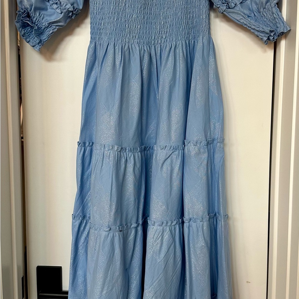 Hill House blue glitter check Nesli nap dress